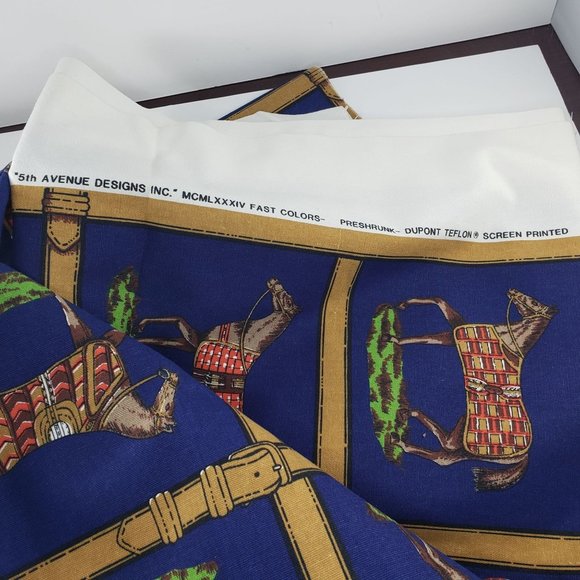 Vintage 5th Avenue Designs Horse Fabric Dupont Teflon Preshrunk 1984 - Picture 3 of 11